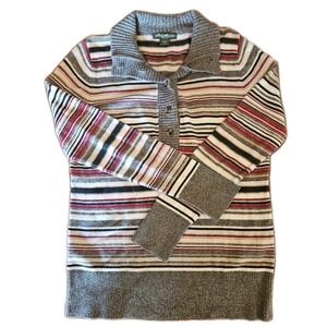 Eddie Bauer Sweater Womens Knit Pullover Collared Striped Multicolor 1XL